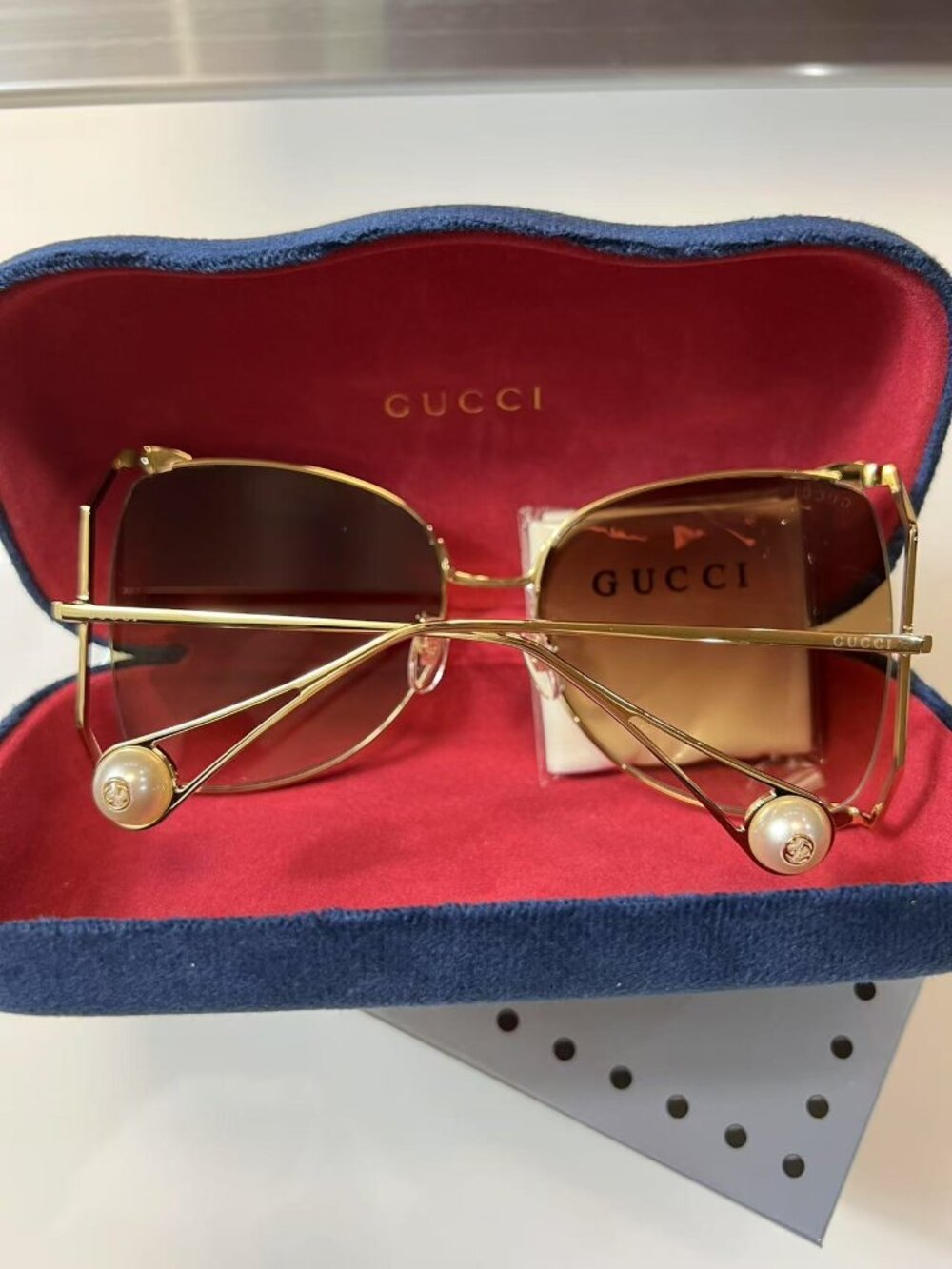 Gucci Gold Square Metal Sunglasses GG0252S 63m